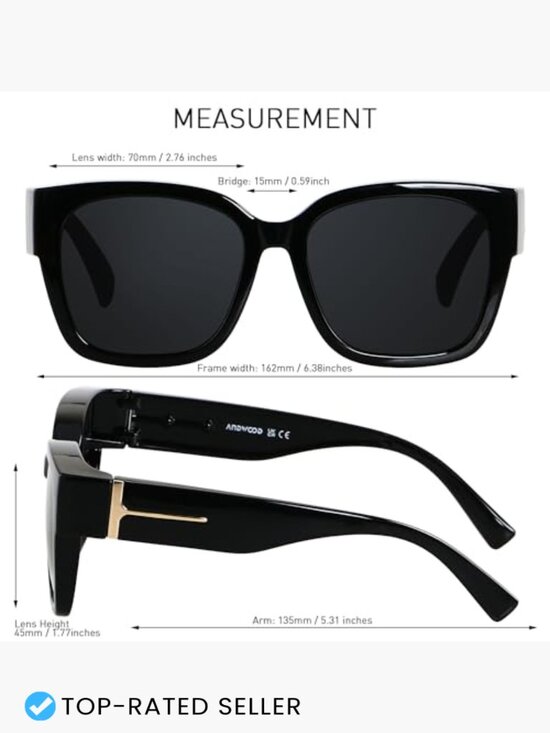 Oversized Square Polarized Sunglasses Fit Over Glasses TR90 Unisex UV400 main image 4